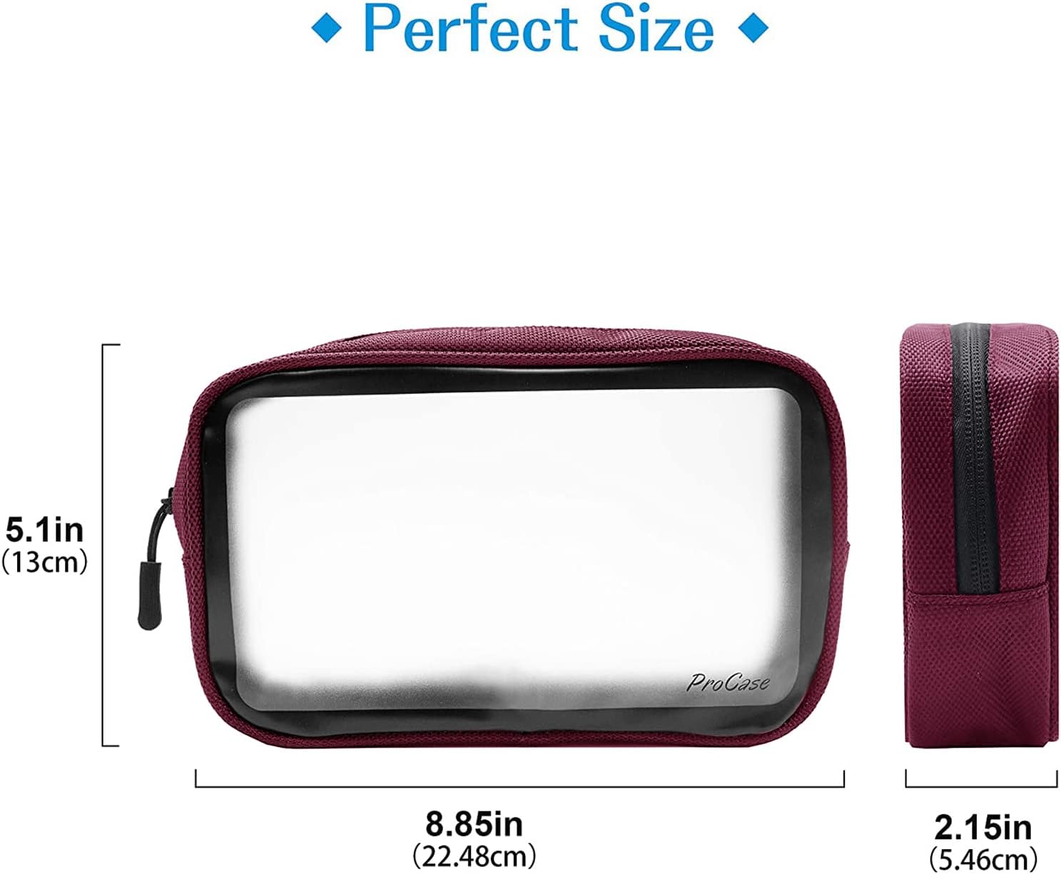 ProCase TSA Approved Travel Toiletry Bag Pouch, Matte Clear Travel Organizer Airport Carry-On Checkpoint Airline Compliant Storage Bag -2 Packs, Navy/Red