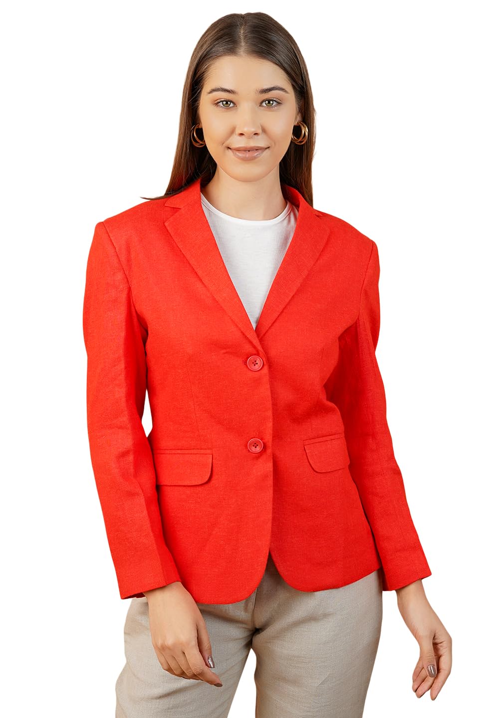 indophilia Women's Blazer Linen Cotton Blazer-picture-12