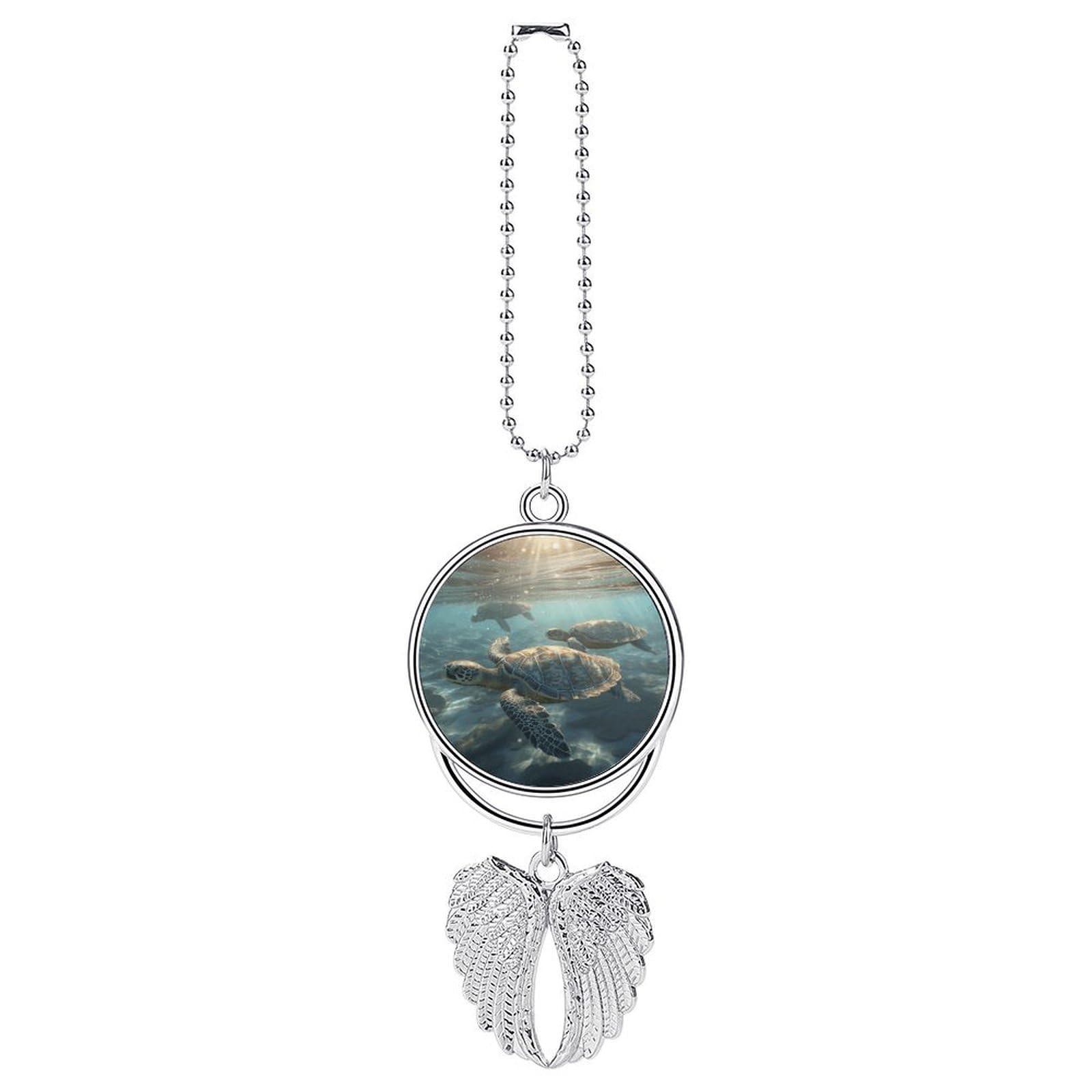 Sunny Sea Turtle Car Charm Alloy Car Rear View Mirrors Hanging Ornaments Stylish Car Pendant Funny Auto Hanging Accessories Car Hanging Ornaments Gift for Women Men