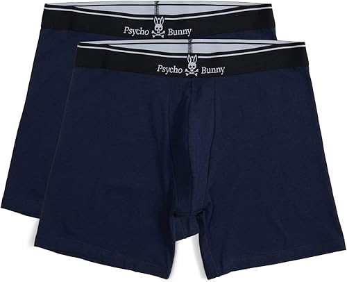 Psycho Bunny Solid - Paquete de 2 calzoncillos tipo bóxer color azul marino LG marino