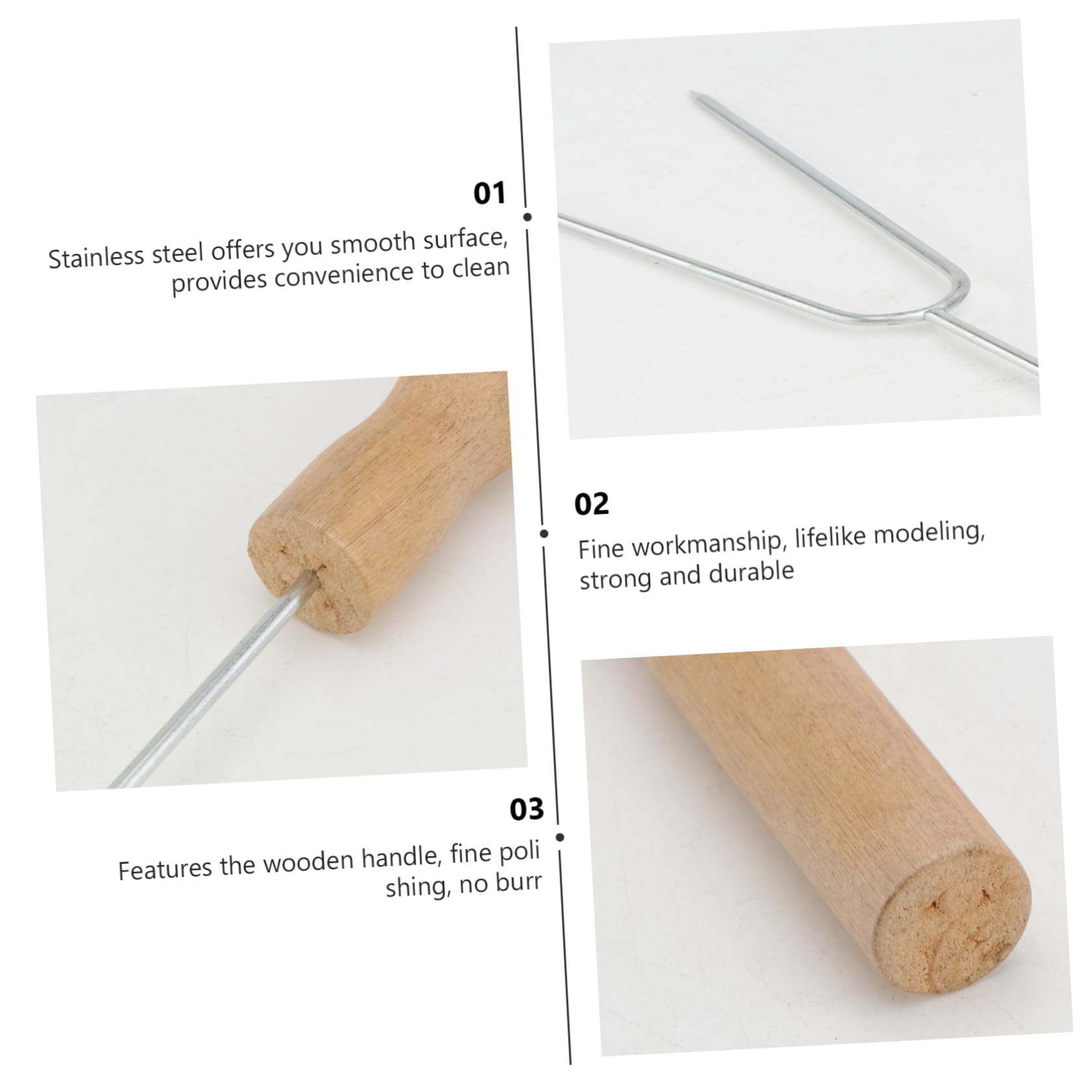 Gatuida 15 pezzi Forchette Barbecue in Inossidabile con in Legno Strumento Riutilizzabile per Arrostire Carne e Verdure Facili da e Resistenti
