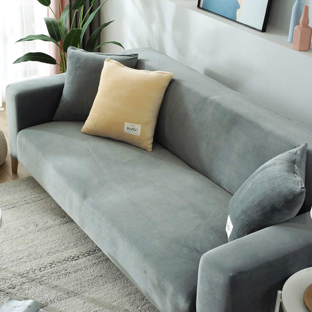 Felpa Cubiertas De Sofá para 1 2 3 4 Cubierta De Sofá,Polvo-Prueba Terciopelo Elástico Soft Couch Cover,Ajuste Fácil Lavable,Cubierta De La Silla Recliner Mueble Protector De Sofá-