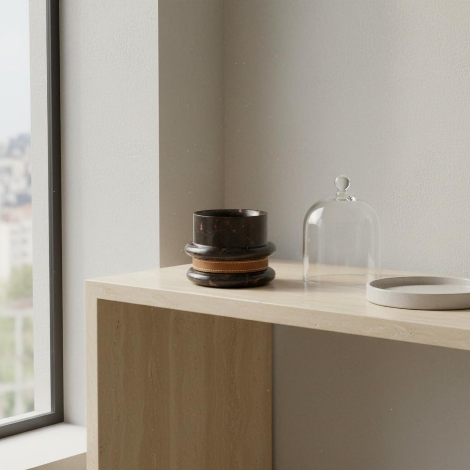 Marmor Aroma Duftstein Raumduftspender Dekoration Essenzverteiler mit Skulpturaler Anmutung Und Polierter Steinoberfläche Geruchserfrischend für, Modern, Marmor-Optik, Schwarz-Gold
