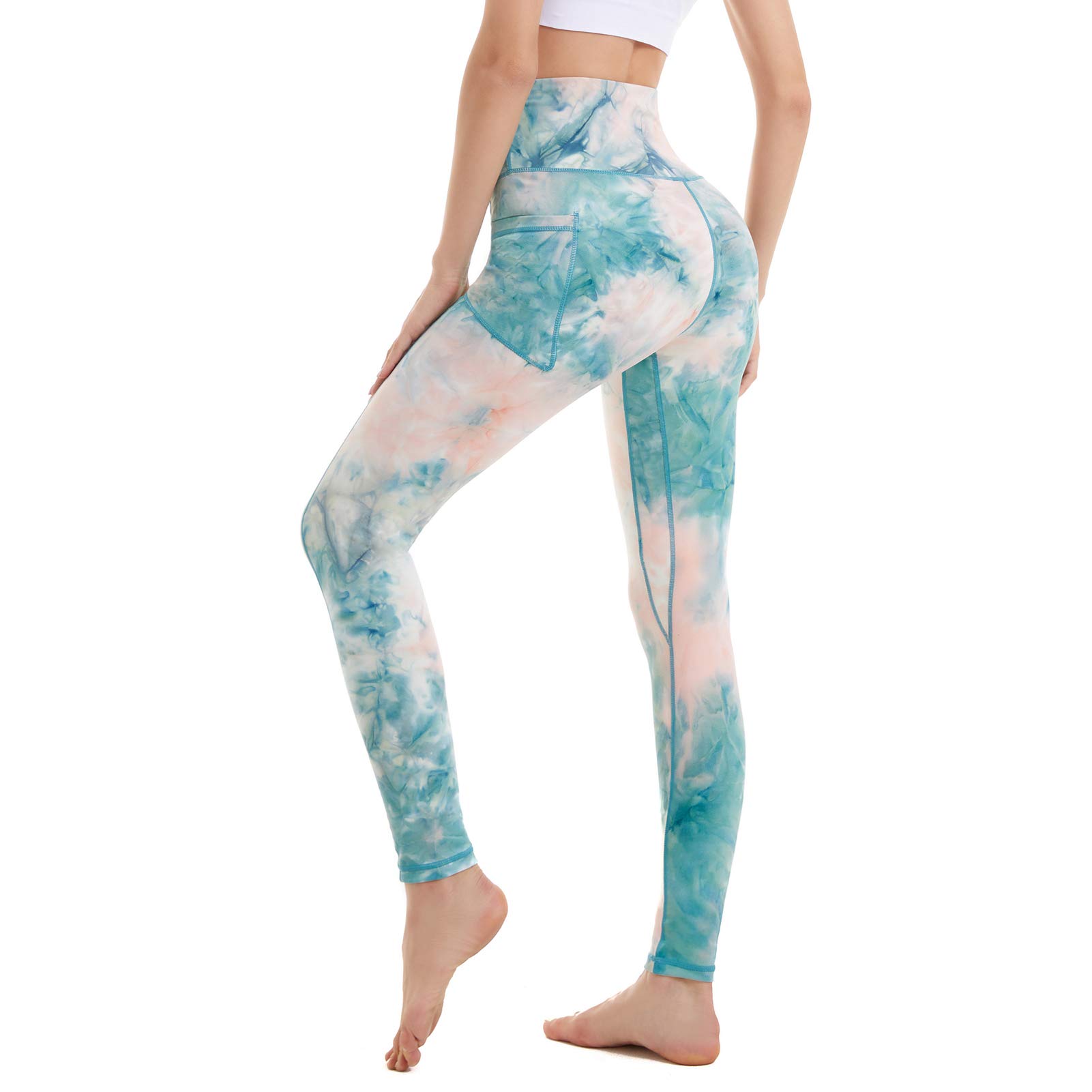AMYTIS Legging de Sport, pour Femme, Taille Haute, avec Poches, pour Fitness, Stretch, Opaque, Long, pour téléphone Portable