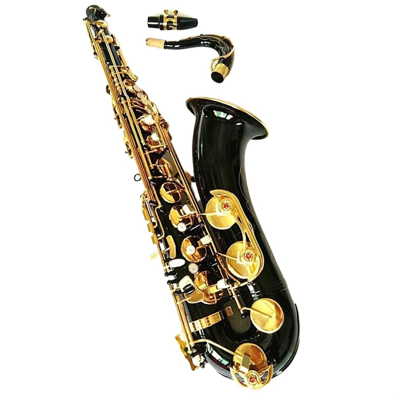 Saksofon Saksofon Tenorowy B-Flat High-End Czarny Złoty Klucz Saksofon Ustnik Reed Neck Akcesoria Do Instrumentów Muzycznych