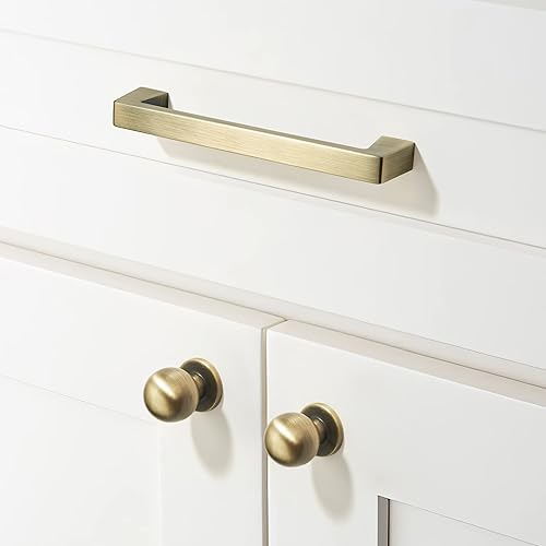 Miniatura 2 de khtumeware Paquete de 20 tiradores de latón cepillado envejecido de 6 14 pulgadas (6.299 in) para gabinetes de cocina, tiradores de muebles para