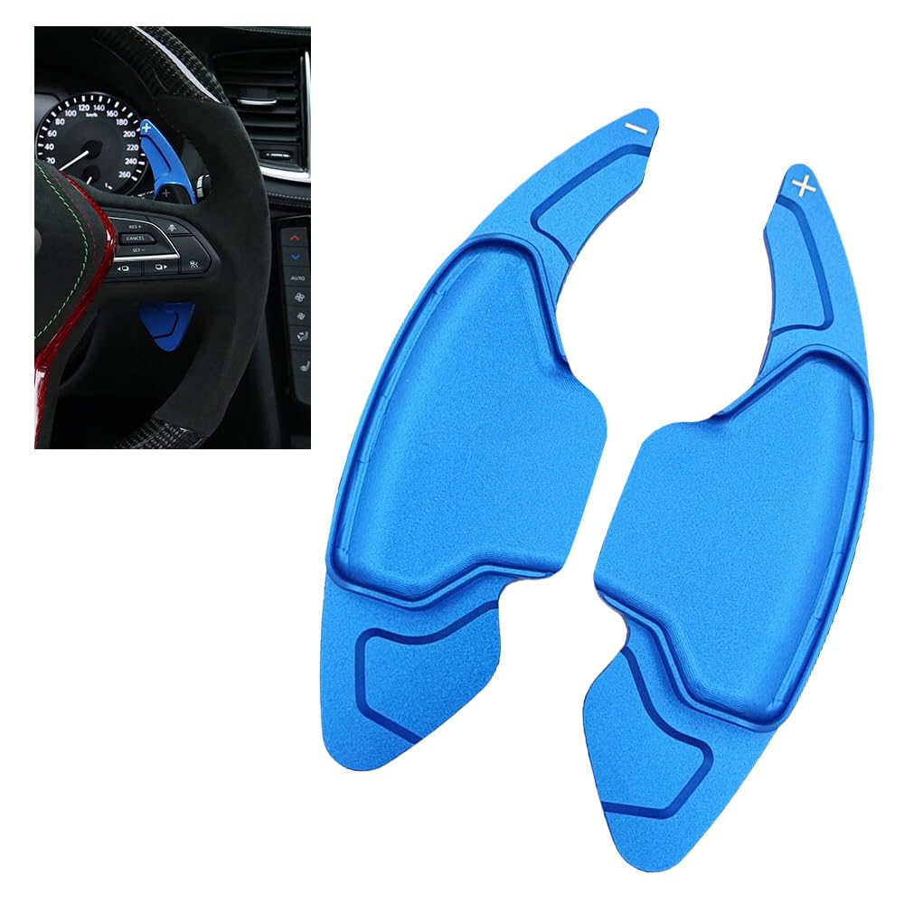SANRILY Blue Aluminum Steering Wheel Shifter Paddle Covers Fit for Infiniti Q50 QX50 Q60 Coupe 2019 and For Nissan Skyline GT Rogue 2021 2022 Paddle