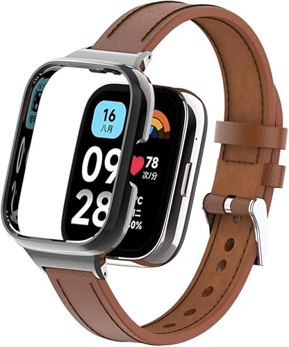 T-BLUER Compatible con Xiaomi Redmi Watch 3 Active Bands, correa de repuesto de cuero para pulsera con marco de metal para Redmi Watch 3 Active T-BLUER Compatible con Xiaomi Redmi Watch 3 Active Bands, correa de repuesto de cuero para pulsera con marco de metal para Redmi Watch 3 Active