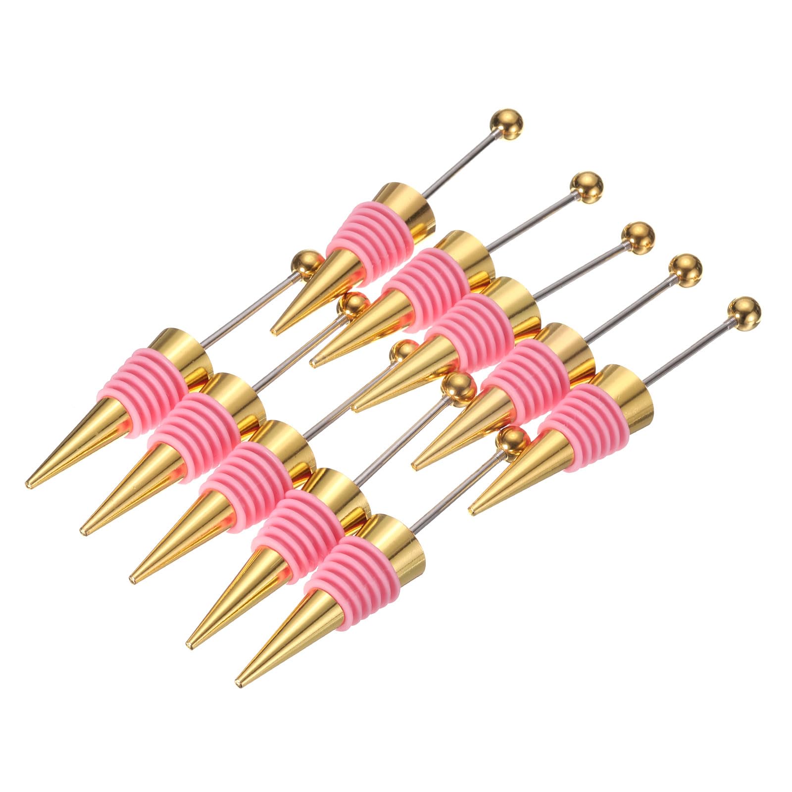 uxcell 10 tapones para botellas de vino con cuentas, tapón de vino, tapón de vino, tapones reutilizables para botellas de vino, tapones de sellado para bebidas, fiestas, bares, dorado/rosa