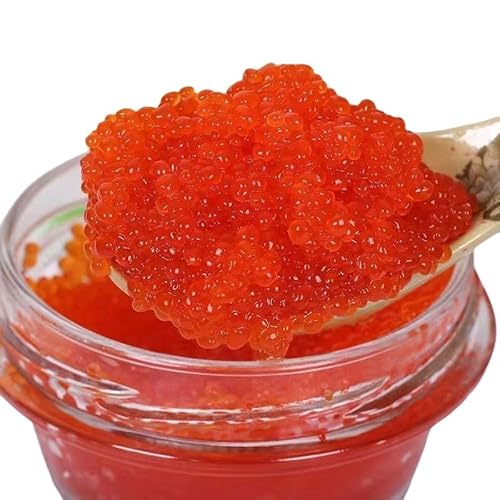 QIXINLIZY Premium Salmon Roe Caviar,-Sturgeon red Caviar 3.7 oz/105g - Red-Orange Fish Eggs, Russian Style (red) - Perfect for Gourmet Gifts!