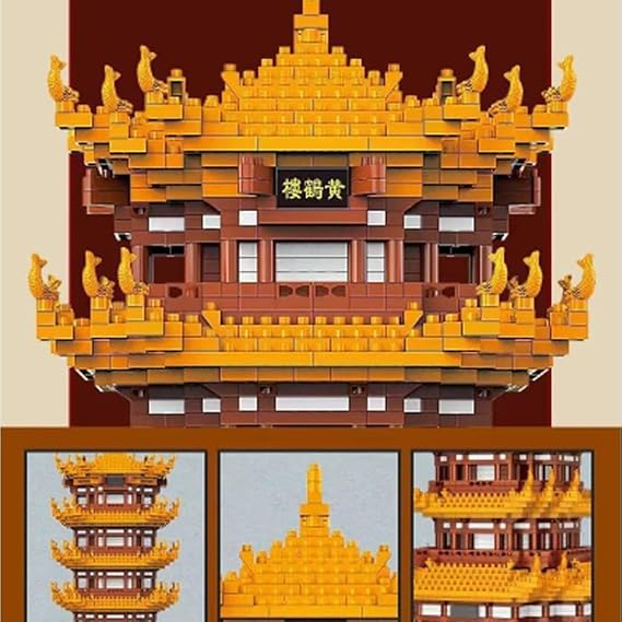JOMIOD Chinese Architecture Micro Building Blocks Set, 4748 Pieces Yellow Crane Tower, World Famous Architecture Collectible Model Building Kit for Adults & Kids Aged 9-14