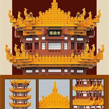 JOMIOD Chinese Architecture Micro Building Blocks Set, 4748 Pieces Yellow Crane Tower, World Famous Architecture Collectible Model Building Kit for Adults & Kids Aged 9-14
