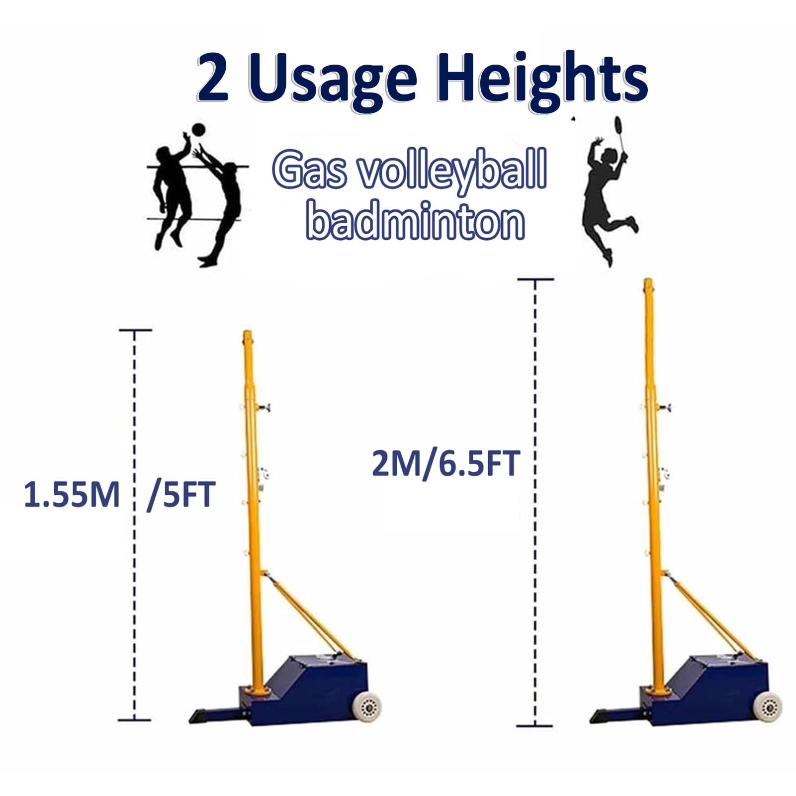 Red de Voleibol Multifuncional para Voleibol y bádminton con Base Resistente, Estable y rellenable, y Ruedas para Entrenamiento al Aire Libre (Color único, 1,55)
