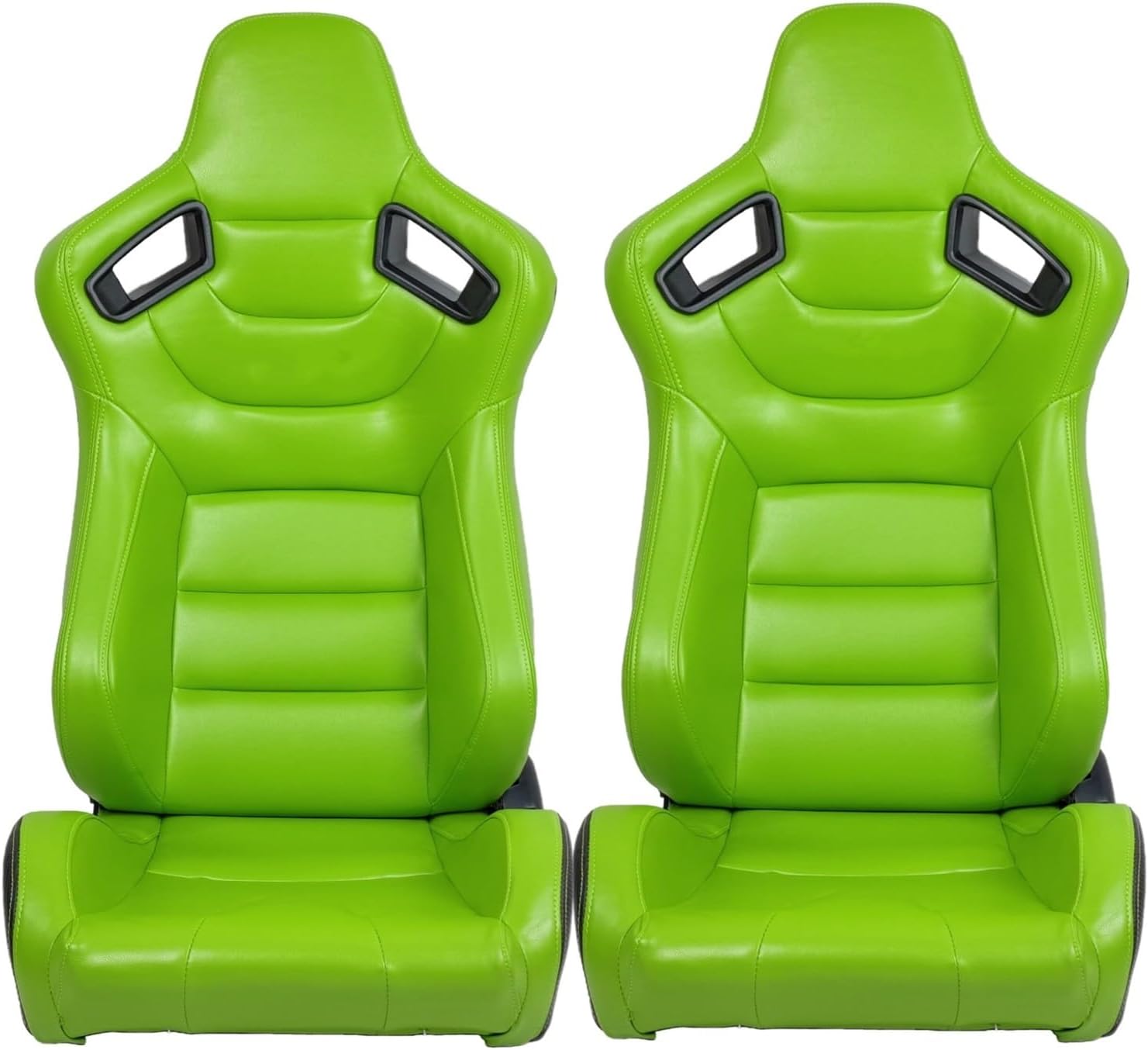 2PCS Universal Custom LOGO Green PU Leather Sport Bucket Racing Car Seats
