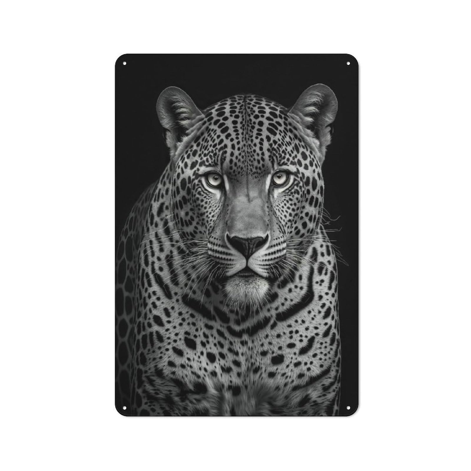 Junmoney Style-19 Vintage Metal Sign 30X20cm Featuring Portrait Of A Jaguar For Pub Or Café, Wall Decor For People Reorganising Pub And Café