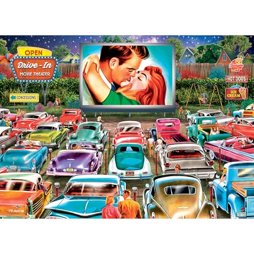 RoseArt - Back to The Past - Drive in Date Night - 1000 Piece Jigsaw Puzzle for Adults