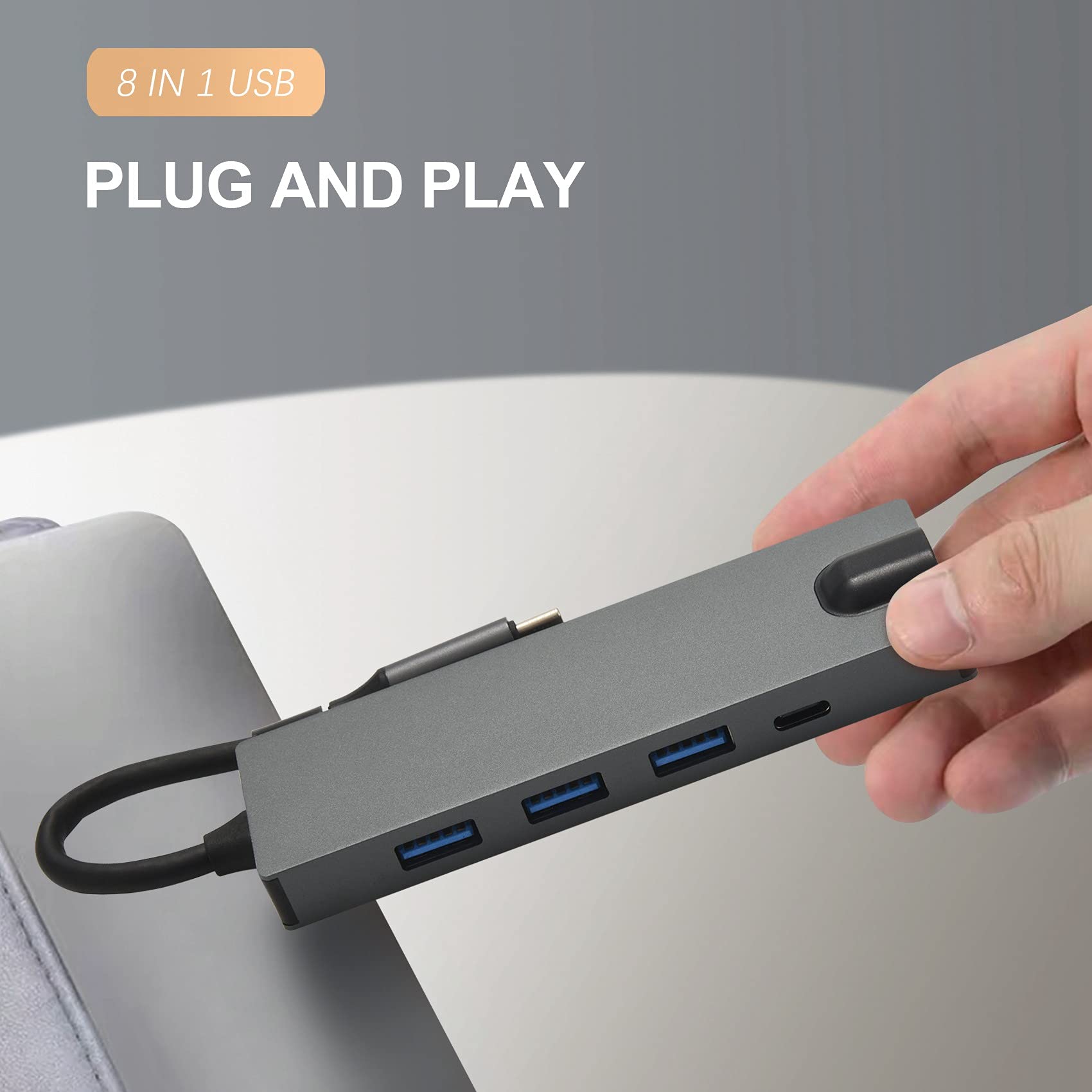USB C Hub Adattatore multiporta con 3 USB2.0 PD3.0 Ricarica rapida SD/TF -Compatibile RJ45 1000M Docking Station