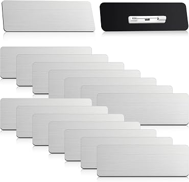 16PCS Blank Reusable Name Tags with Pin, Name Tag Pin, Reusable Id Badge Names Tags with Clips for Office Workers, Employees, Students, 1 X 3 Inches