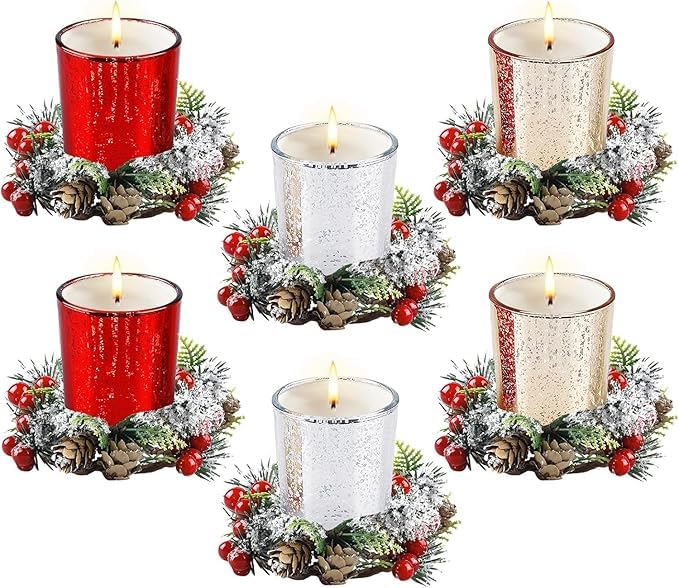 6 Stück Weihnachten Teelichthalter Glas, Weihnachten...