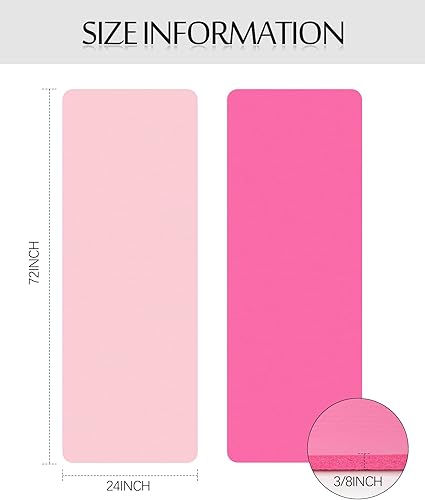 Miniatura 2 de Woanger Paquete de 2 tapetes de yoga extra gruesos para entrenamiento en casa, 38 pulgadas, esterilla de ejercicio con correa antideslizante para