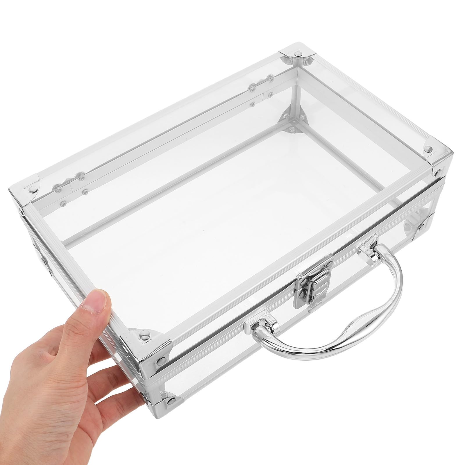 PRETYZOOM 2 Pezzi Scatola Trasparente con Manico e Coperchio Aderente per Libri in Acrilico e Plastica, Riutilizzabile per Studenti e Professionisti Durante lo Studio e Trasporto le Aule