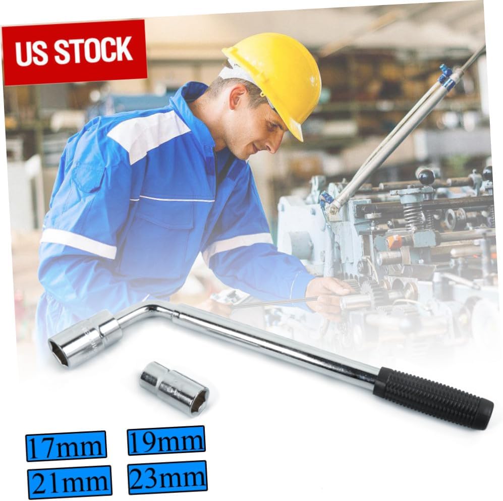 TEHAUX Telescoping Lug Wrench for Wheel Nut Removal Extendable Heavy Duty Tool with Sockets Non Slip Grip for Easy Use
