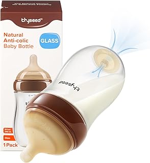Thyseed Glass Natural Anti-Colic Baby Bottles | Newborn Breast Like Nursing Bottle for Breastfed Babies with (3-7 Months)