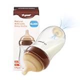 Thyseed Glass Natural Anti-Colic Baby Bottles | Newborn Breast Like Nursing Bottle for Breastfed Babies with Nipple(3-7 Months),8oz,1pack