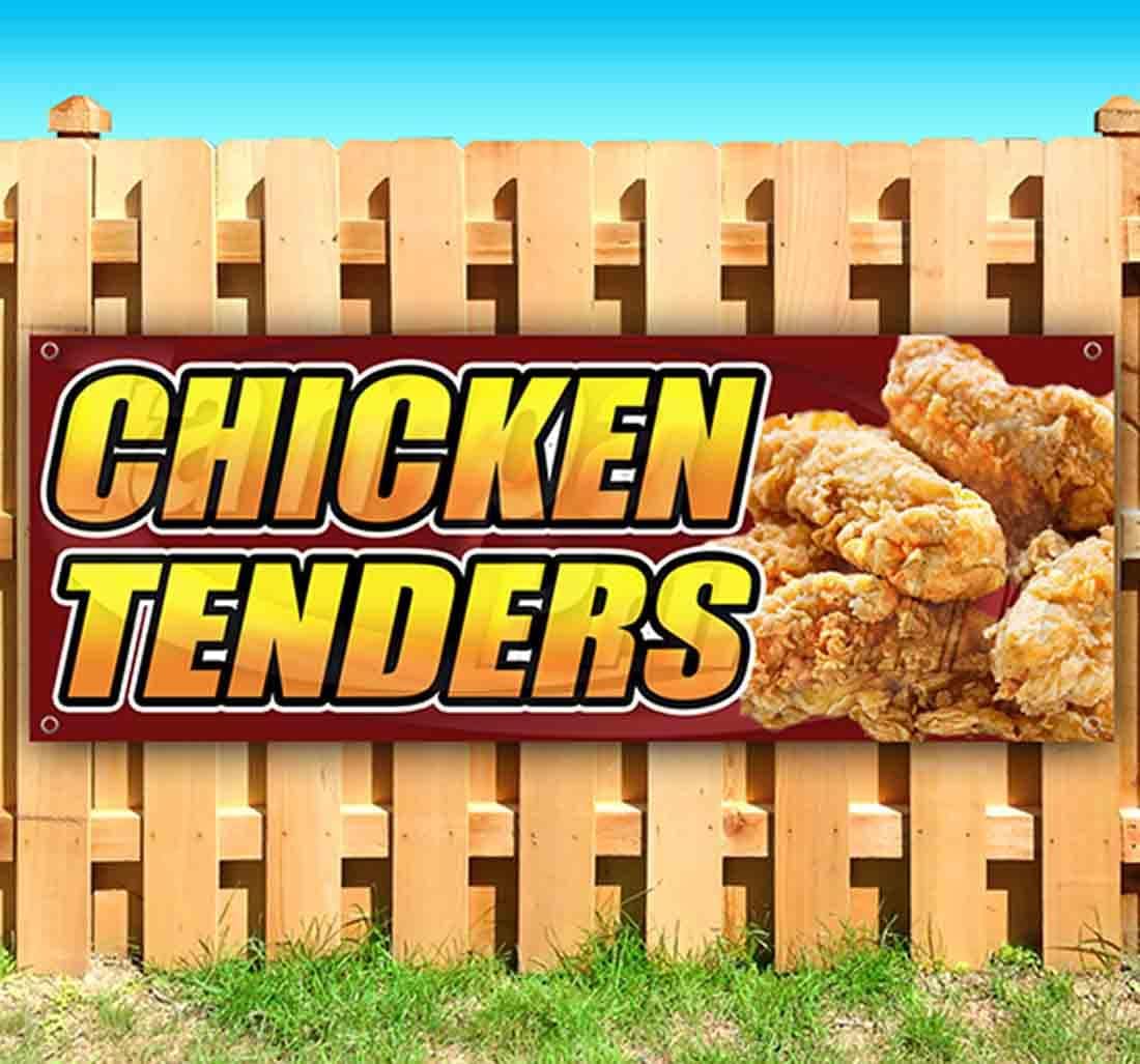Chicken Tenders Banner 13 oz | Non-Fabric | Heavy-Duty Vinyl Single-Sided with Metal Grommets