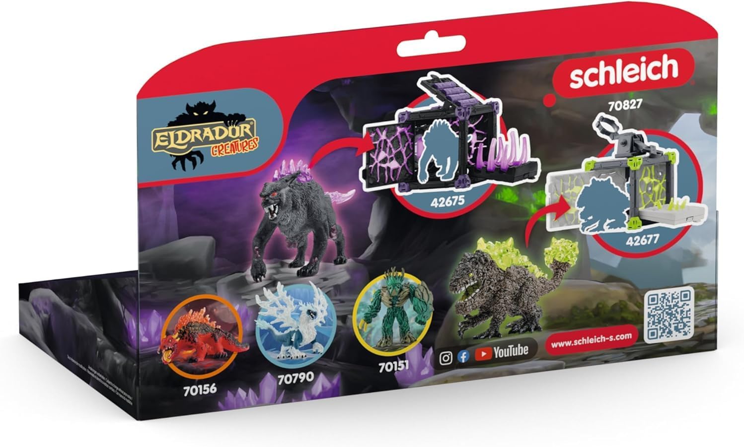 Schleich Eldrador Creatures | Dark Lynx vs Stone Crusher 70827 | Eldrador Creature Figures with Crystal Elements | Monster Toy from 7 Years | 2-Piece Set