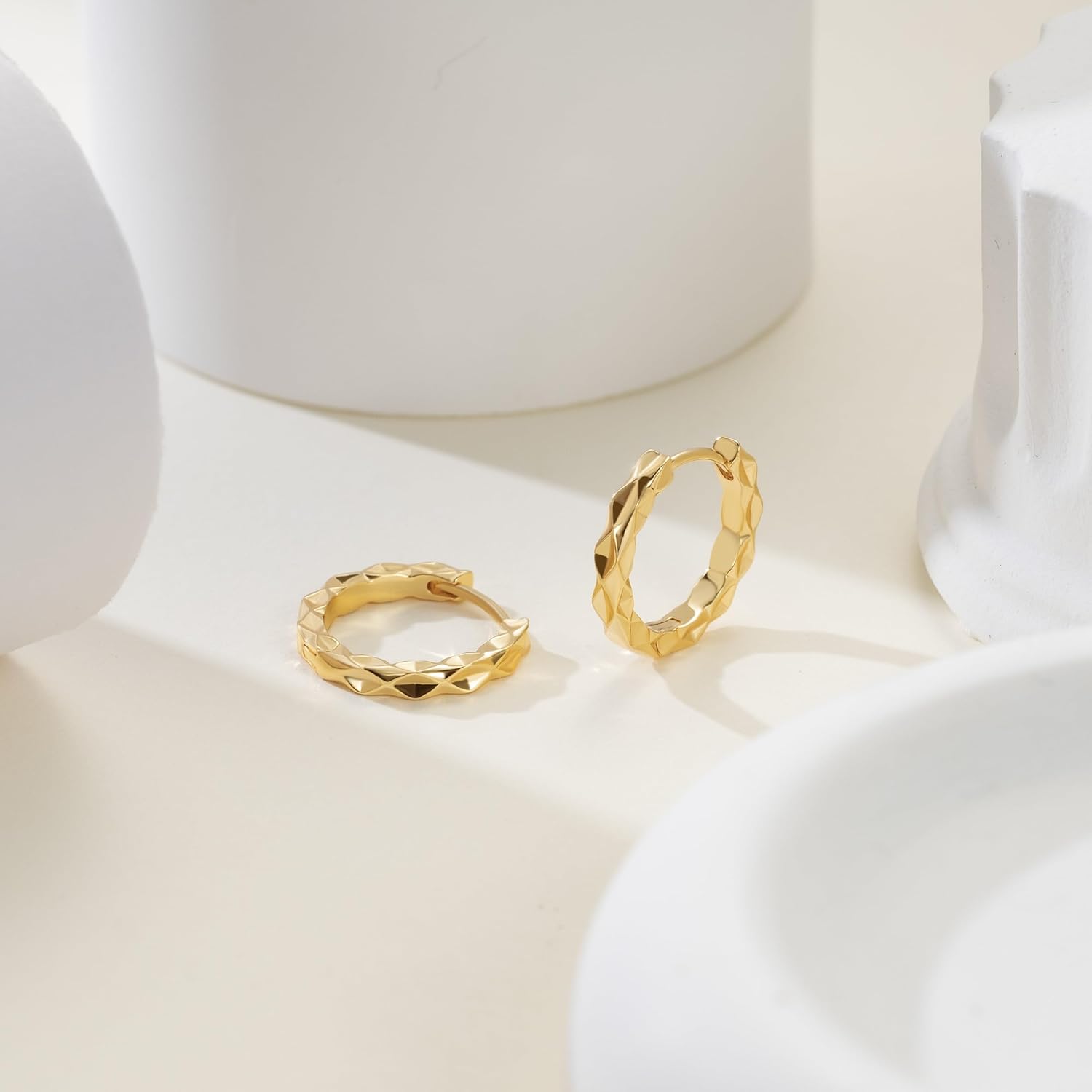 14K Gold Hoop Earrings for Women Gold Earrings for Women Hoop Earring for Womens Hoops Starry Surface Sparkling Brightly Hypoallergenic Hoops Earring for Womens 18mm - Image 6