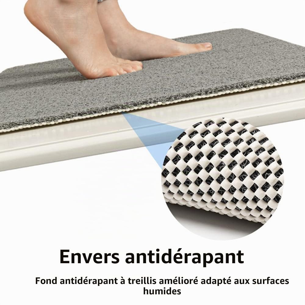 Tapis de bain pour douche intérieure, 40 x 60 cm, tapis de douche en luffa antidérapant, anti-moisissure, antibactérien, en PVC souple pour salle de bain