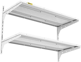2 Tier 1.3x3ft Garage Shelving Wall Mounted, 15.6x36inch per Shelf Height Cassette Adjustable Floating Shelves, (White)