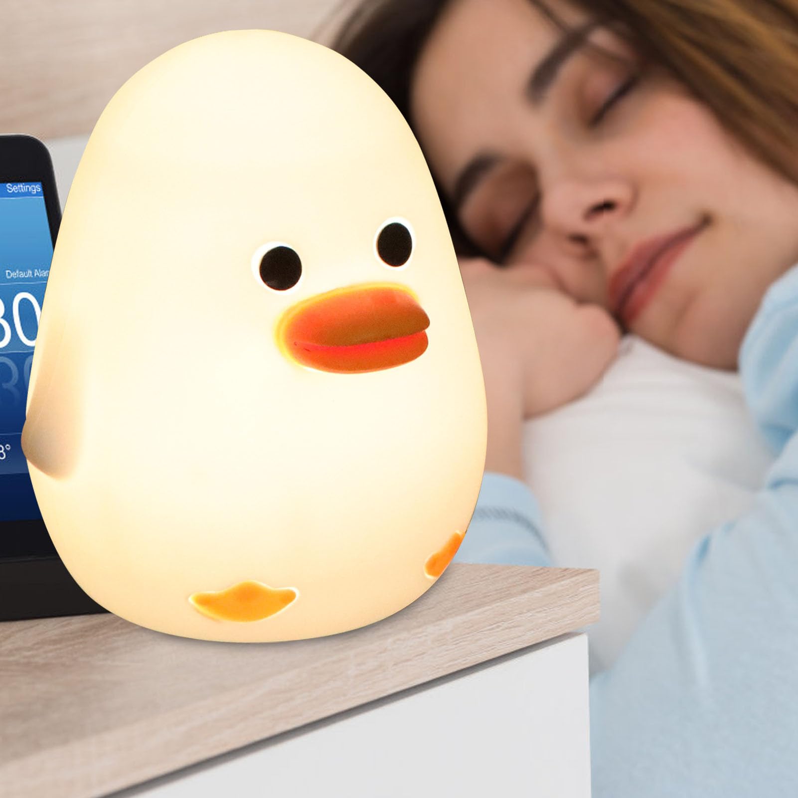 Okayera Simpatica lampada a forma di anatra, luce notturna in silicone con timer portatile ricaricabile tramite USB, dimmerabile, decorazione perfetta