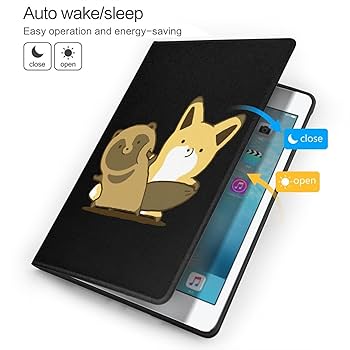 Apple iPad 第7世代　ケース付き Amazon.co.jp: iPadケース タヌキとキツネ iPad7thケース 手帳型