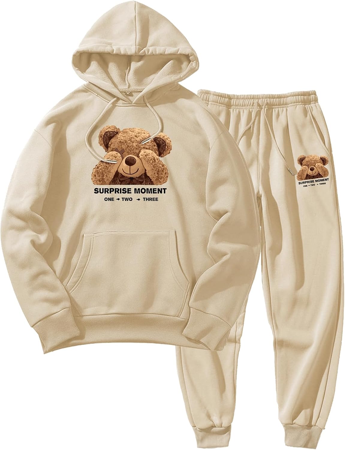 Men's Fleece Tracksuit Set – PARIS Print Hoodie & Drawstring Jogger Sweatpants