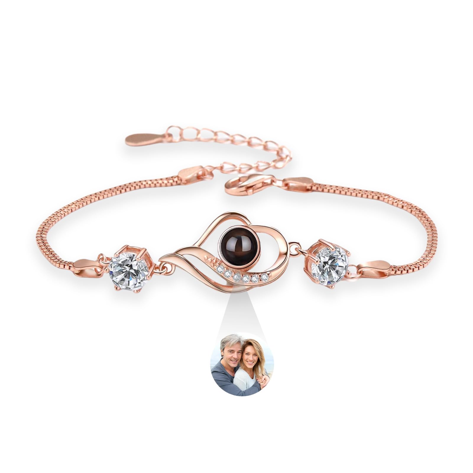 douyinsi Custom Bracelet with Picture Inside,Personalized Photos/Picture Bracelets, for Women Men, Women's Identification Bracelets