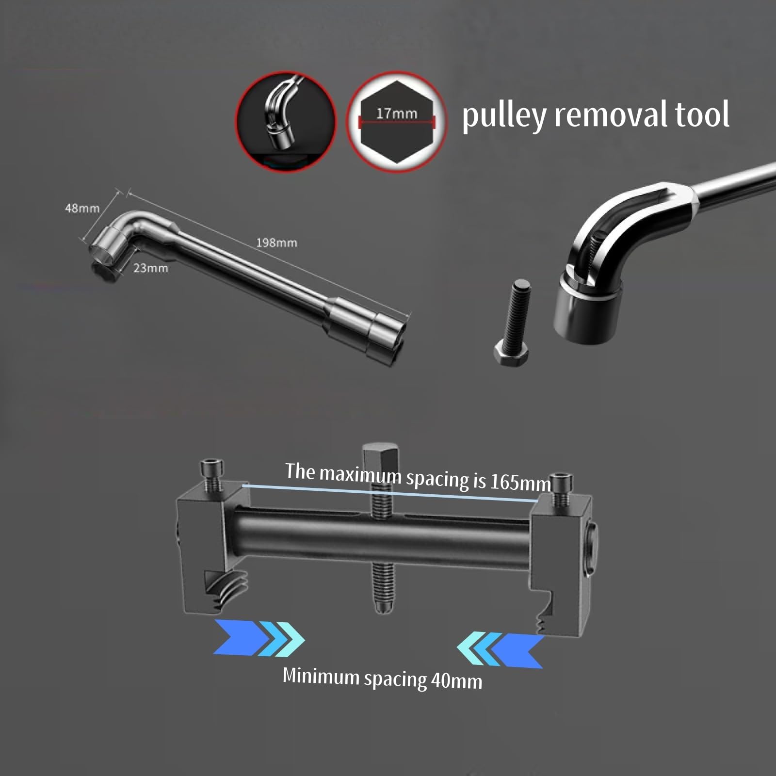 Power Steering Pump Pulley Removal Tool Set of 3 Pieces for LS Crank Alternator and Automotive Pulleys
