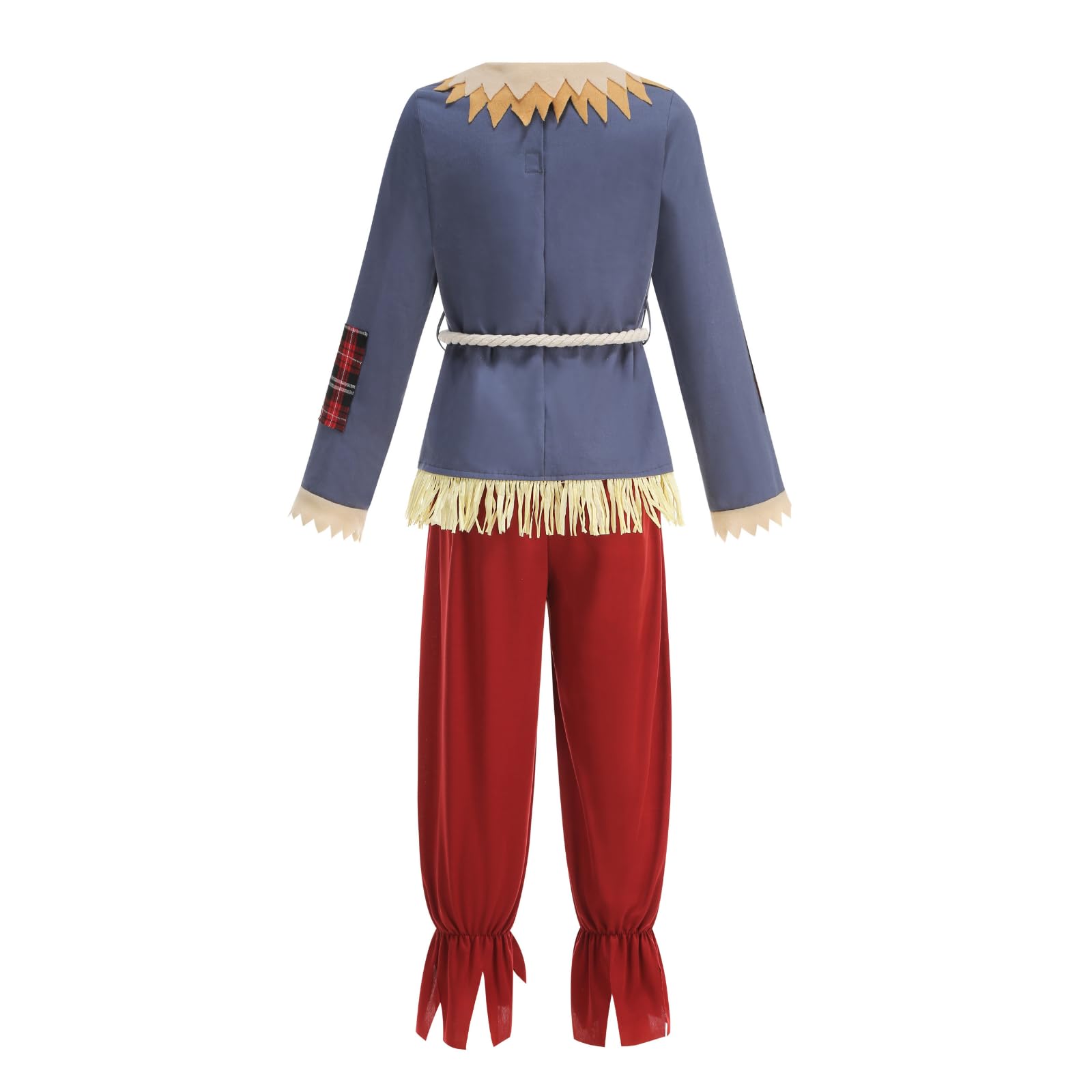 RRCBMD Kids Scarecrow Costume Boys Long Sleeve Scarecrow Dress 4 PCS with Hat for World Book Halloween Party-S-3-4Y - Image 4