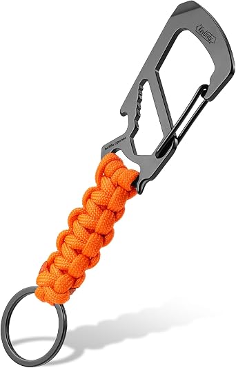 KeyUnity KC00 Paracord Keychain Carabiner Clip Multitool for Outdoor Carry