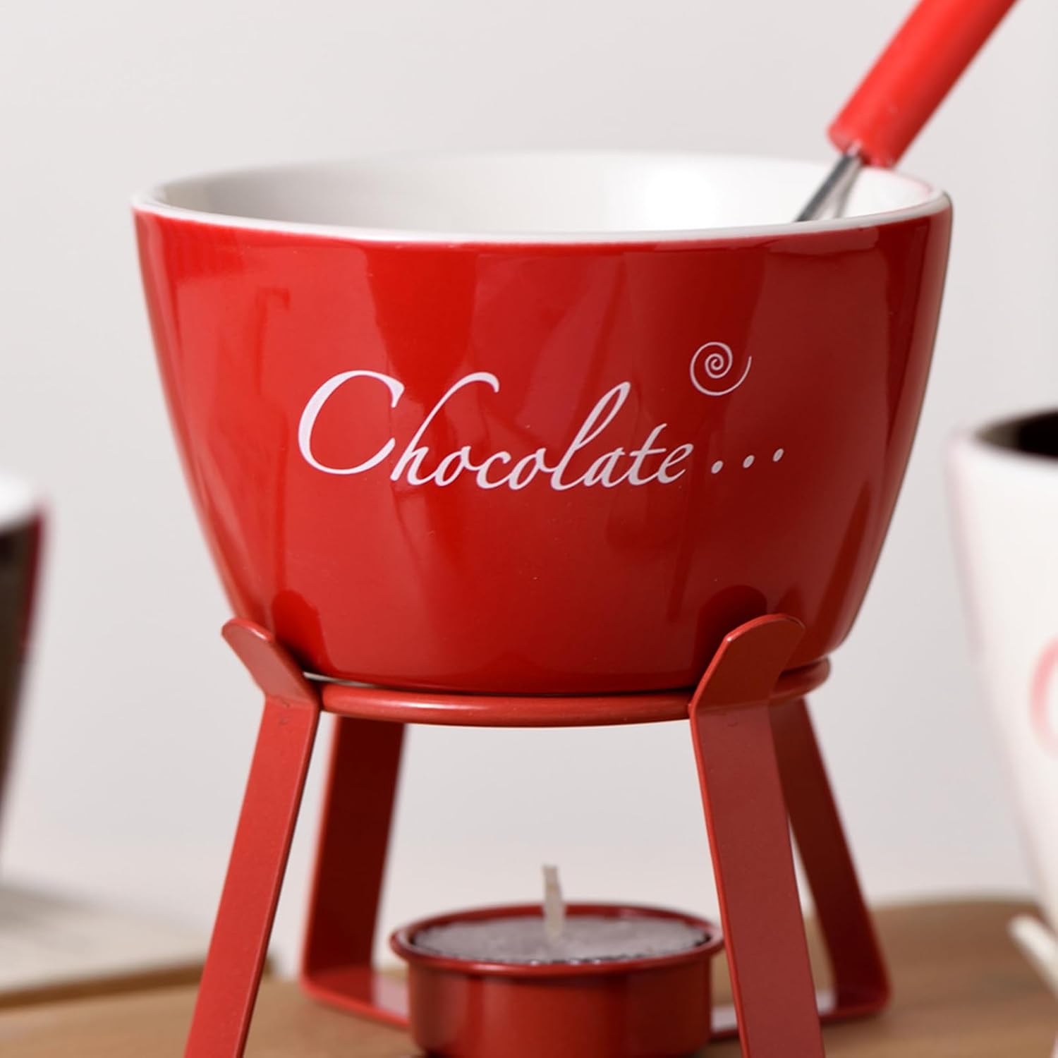 Fondue Mug Even Heating with Fork