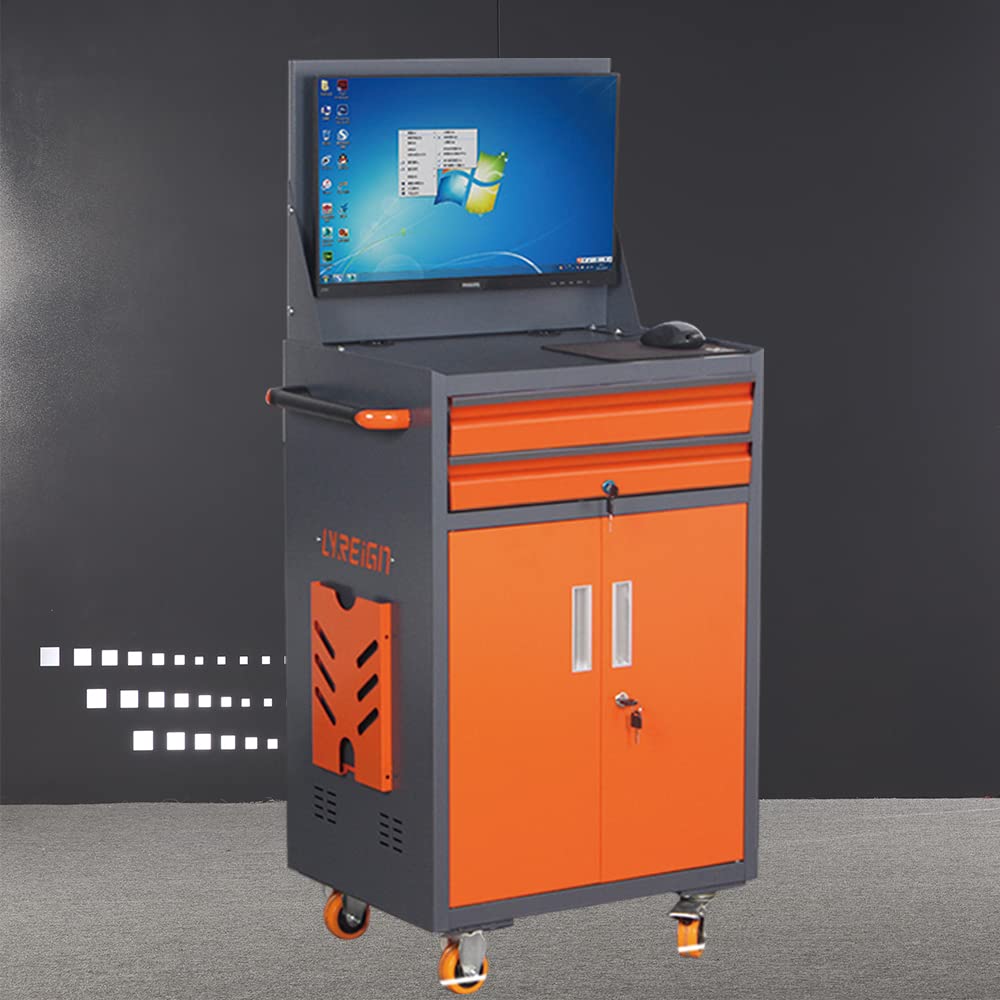 Industrial Computer Cabinet Mobile Computer Cabinet with Cooling Fan Inside for 27 inch Monitor
