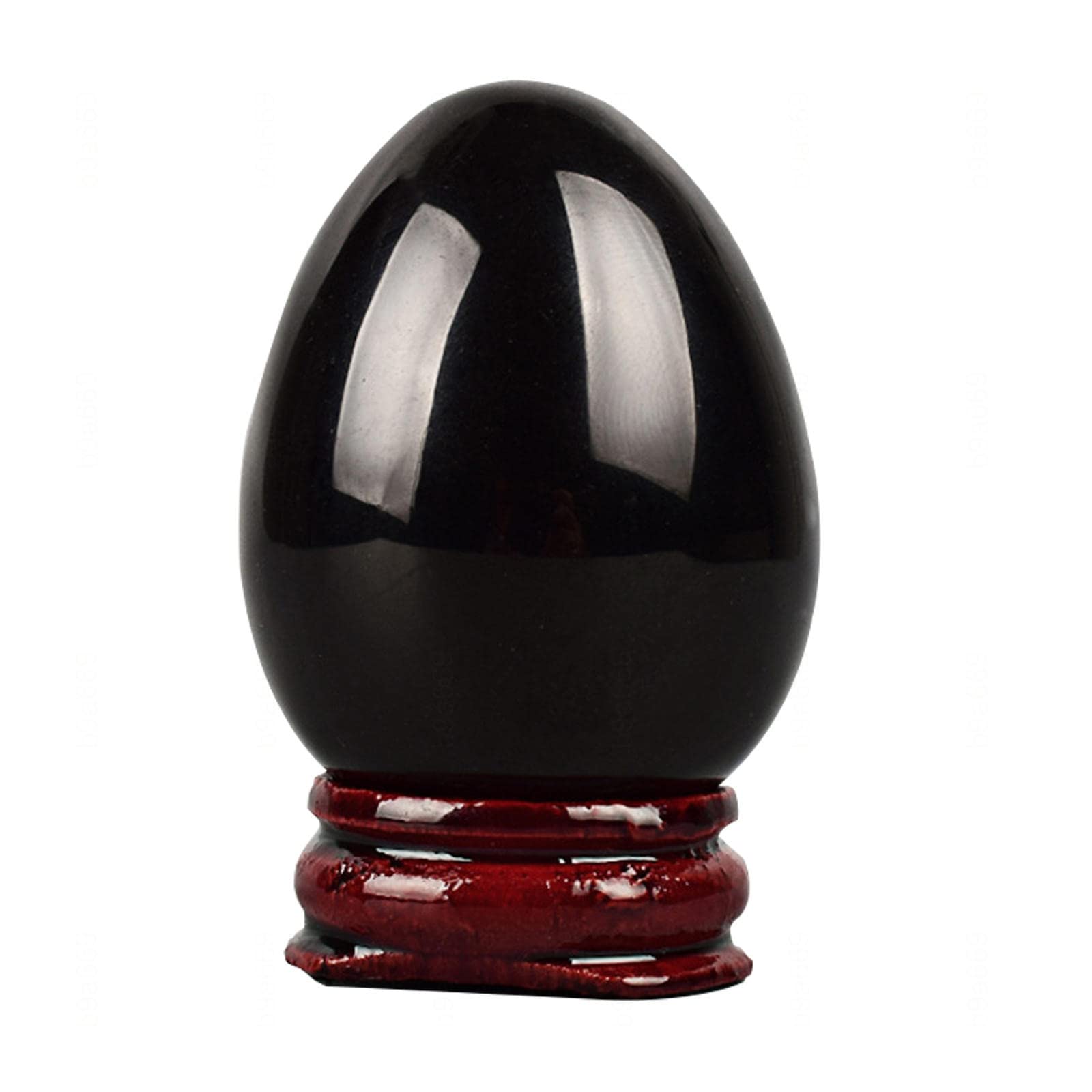 Black Obsidian Crystal Ball on Wooden Stand with Decorative Box,Mixed Gemstone Rose Quartz Egg with Wood Stand Home Decor Chakra Stone Reiki Healing (Black Obsidian),40 * 25mm