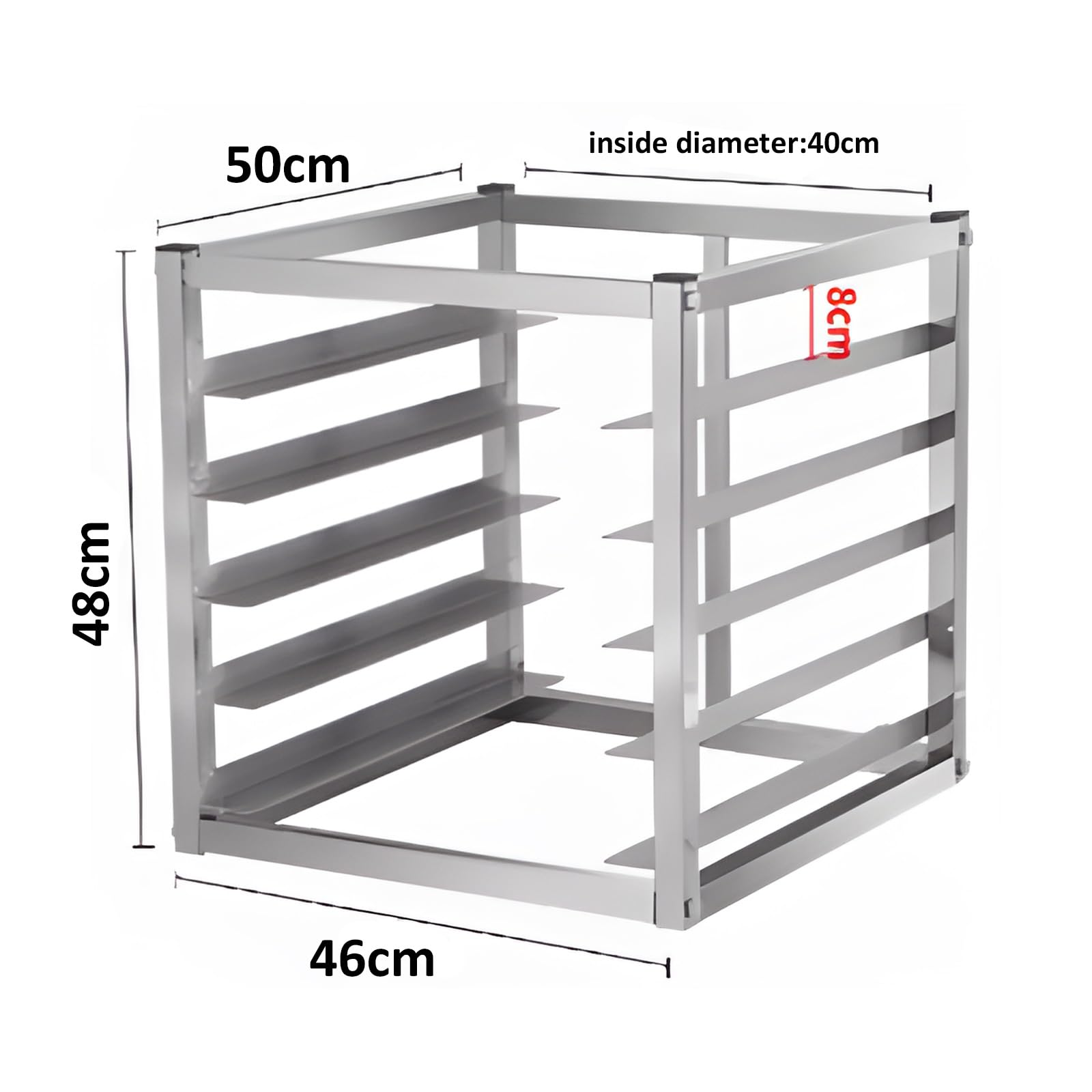 Estante de acero inoxidable de 5 niveles para refrigerador comercial, compartimento de pan, estante de refrigeración para cocina, restaurante, cafetería y tienda de postres