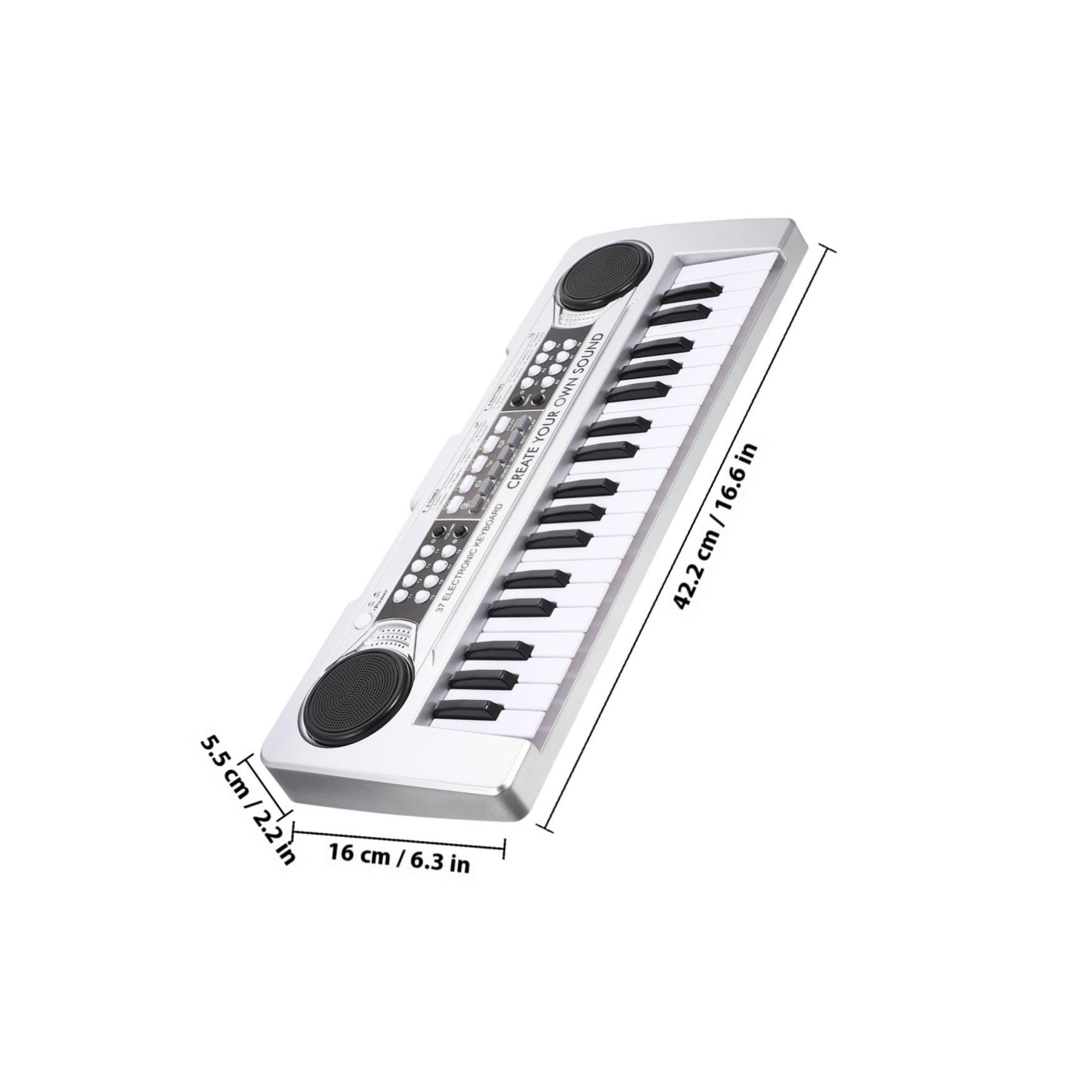 Juguete de Piano para Niños de 37 Teclas, Plástico Plata