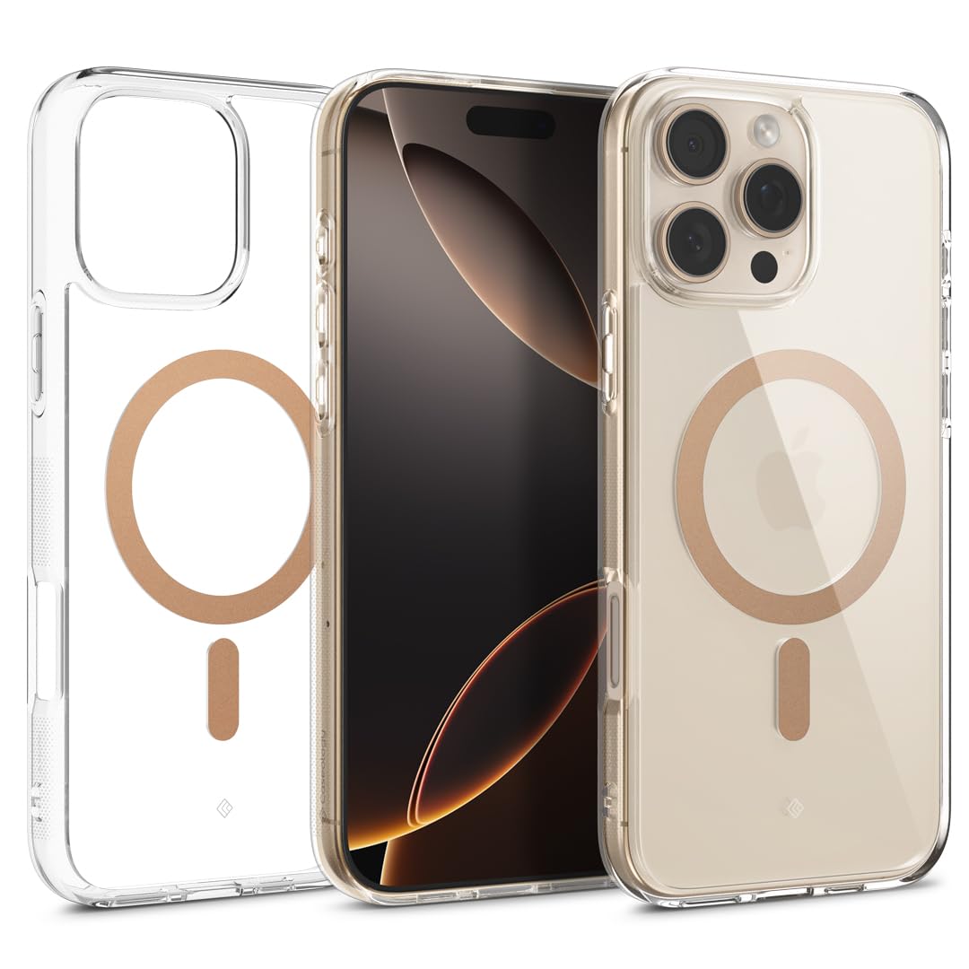 CASEOLOGY by Spigen Capella Mag for iPhone 16 Pro Max Case [Ultra Clear] Military Grade Drop Protection Side Grip Patterns Back Cover Case for iPhone 16 Pro Max (TPU and PC | Clear Sepia Gold) (B0D485T94H) Amazon Price History, Amazon Price Tracker