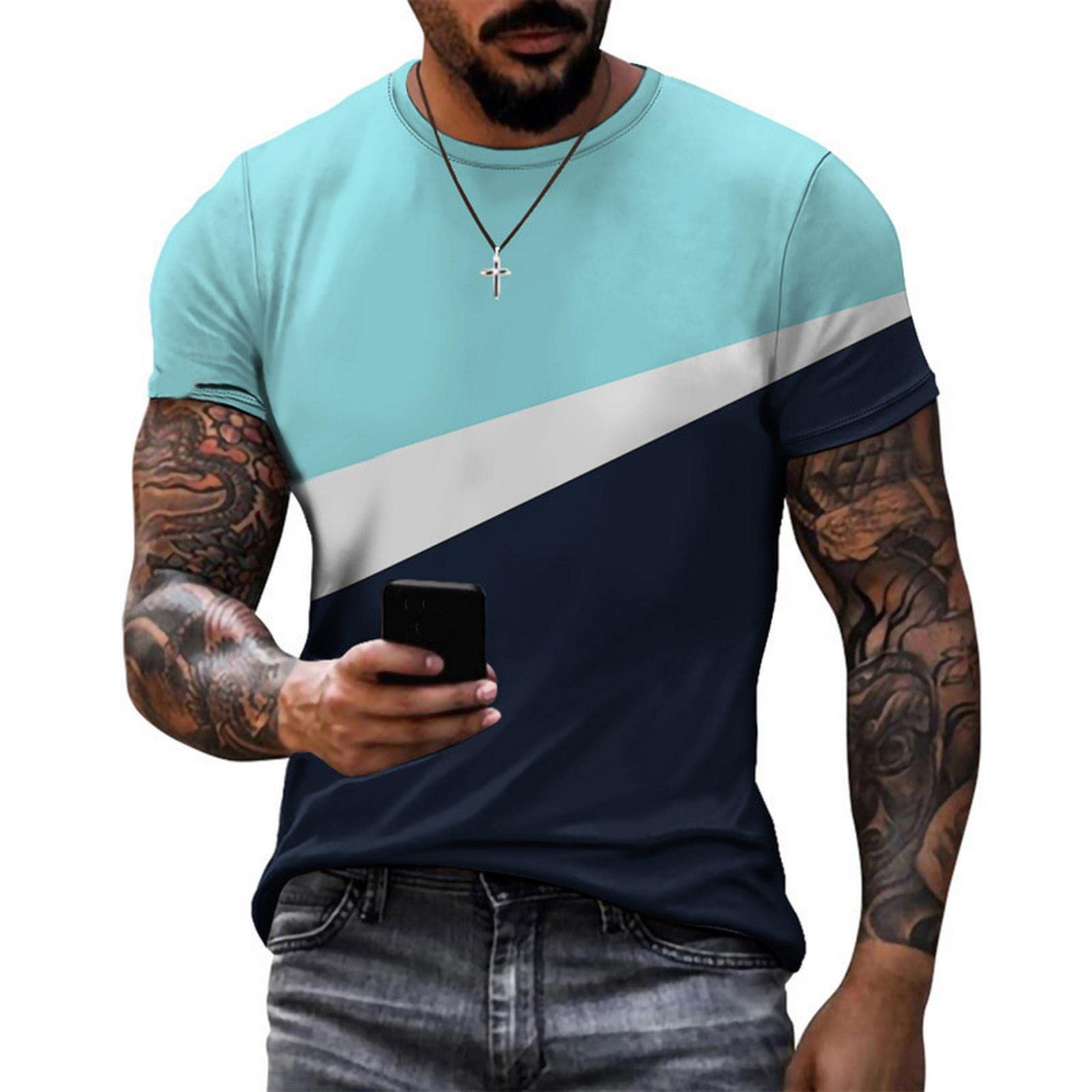 MOGSA T-shirt T-Shirt Per Uomo O Collo Pullover Manica Corta Tee Shirt Oversize Mens T-shirt Casual Top Unisex Abbigliamento