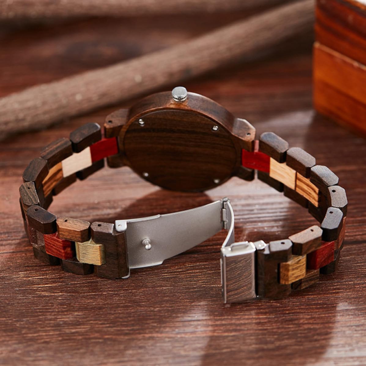 Toyvian Reloj de Cuarzo de Madera, Reloj de Pulsera Informal, Diseño de Madera Único, Vidrio, Precisión Horaria y Ahorro de Energía, para Parejas y Familiares, Obsequio de Fiesta