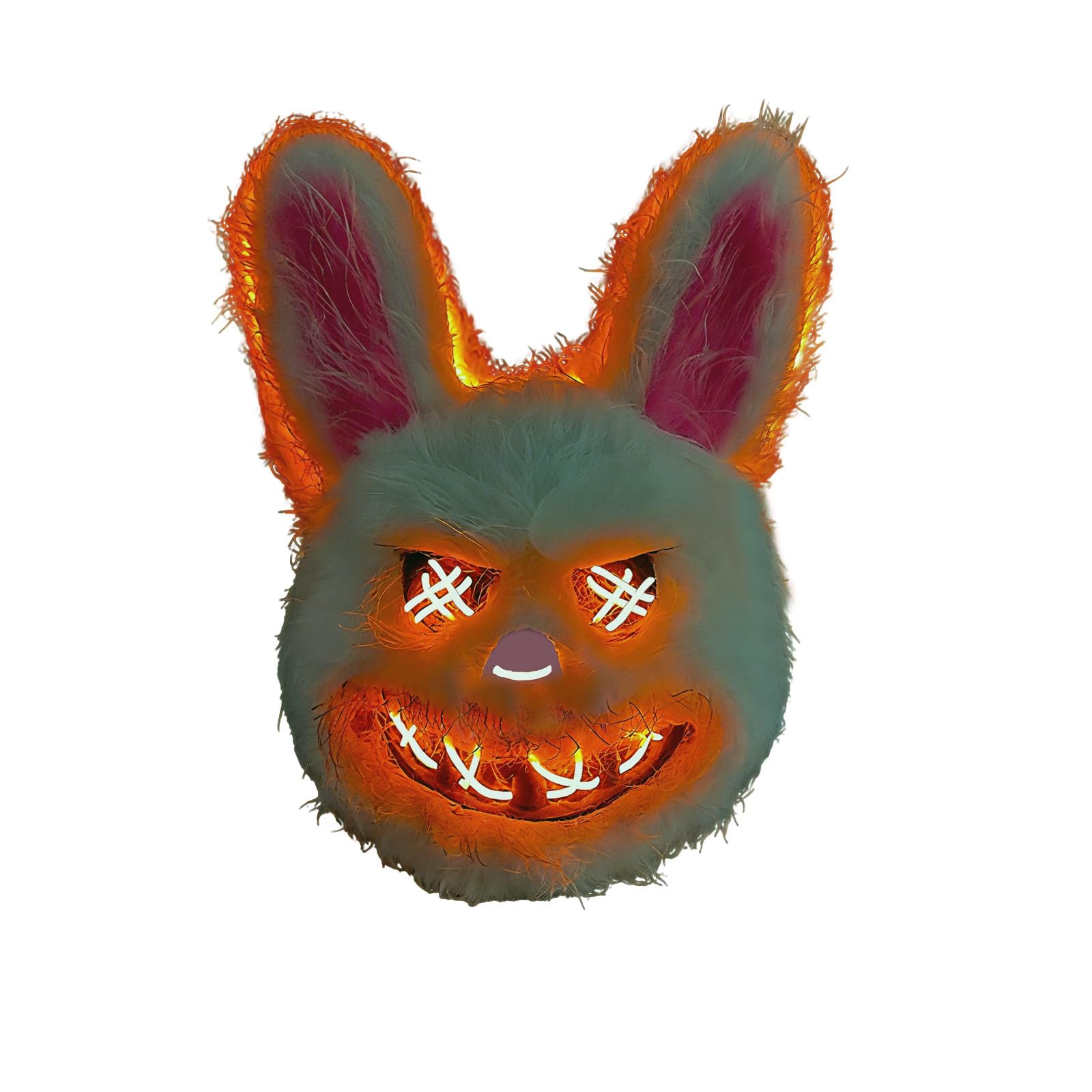 Scary Bunny Bear Mask,Halloween LED Mask for Adults Halloween Cosplay Party