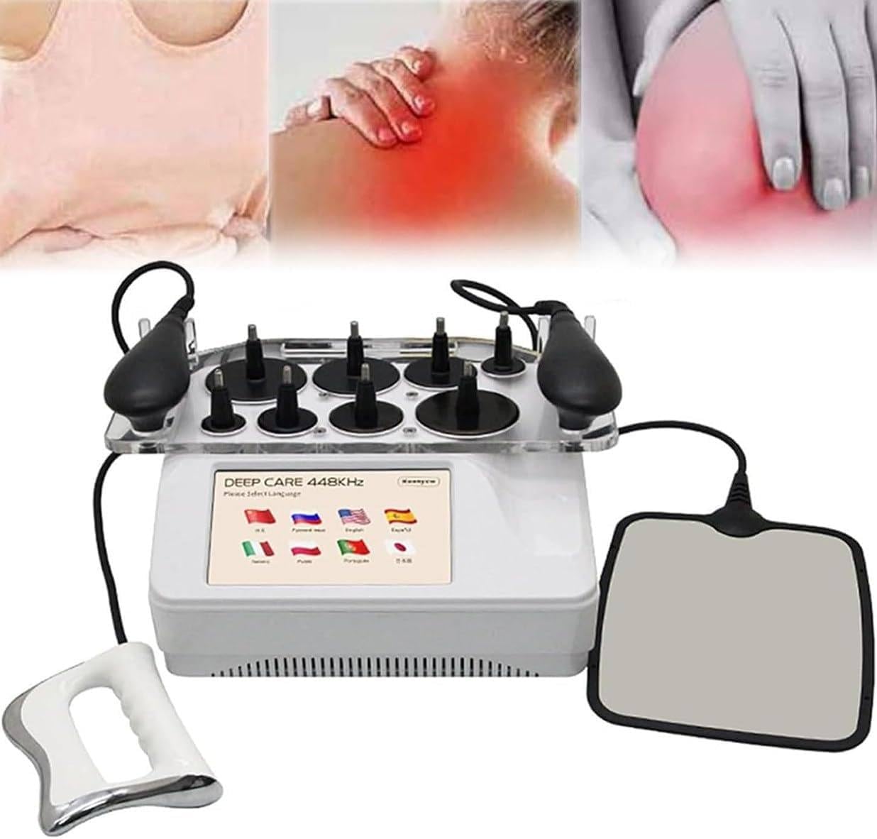 Dispositivo Fisioterapia Tecar 3 in 1,Dispositivo Radiofrequenza Diatermica Monopolare 448k,Dispositivo Terapia Tecar per La Gestione del Dolore,per Rassodamento della Pelle